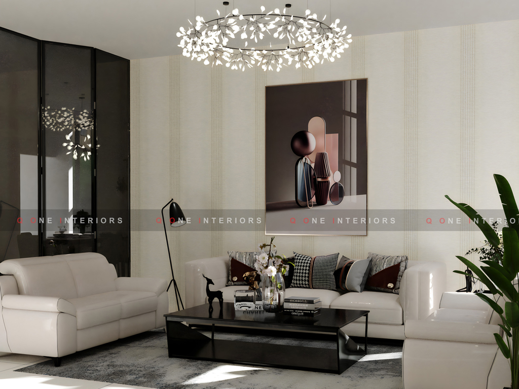 Modern style interior design 3D rendering